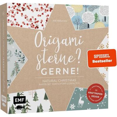 Origamisterne? Gerne! – Natural Christmas – Weihnachtliches Bastelset zum Sofort-Losfalten, Taschenbuch von Ina Mielkau, Edition Michael Fischer / EMF