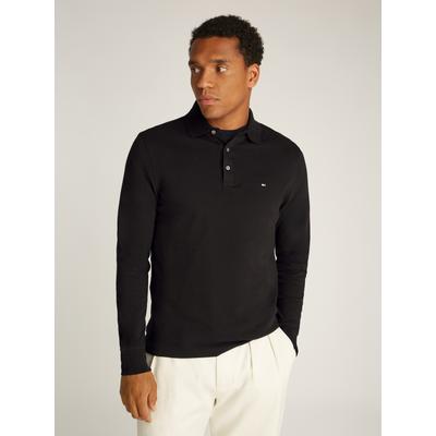 Langarm-Poloshirt TOMMY HILFIGER "1985 SLIM LS POLO", Herren, Gr. M, schwarz, Obermaterial: 96% Baumwolle, 4% Elasthan, Shirts
