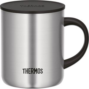 Thermos Thermobecher Longlife Cup steel mat mit Henkel, silber, Edelstahl doppelwandig, 350 ml