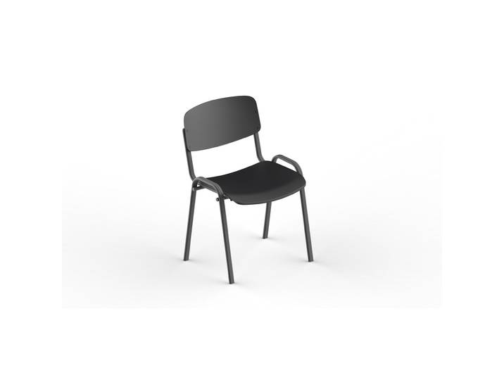 Chaise de réunion Swan piètement noir - Assise et dossier Noir
