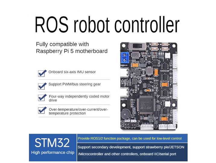 Contrôleur ROS2 RRC Lite avec protocole d'alimentation STM32, encodeur IMU intégré à 4 canaux, servomoteur pour Robot Raspberry Pi 5