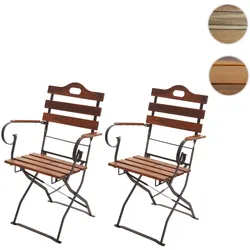 2er-Set Biergartenstuhl HWC-J40, Klappstuhl Gartenstuhl, Gastronomie-Qualität Akazie MVG-zertifiziert ~ braun