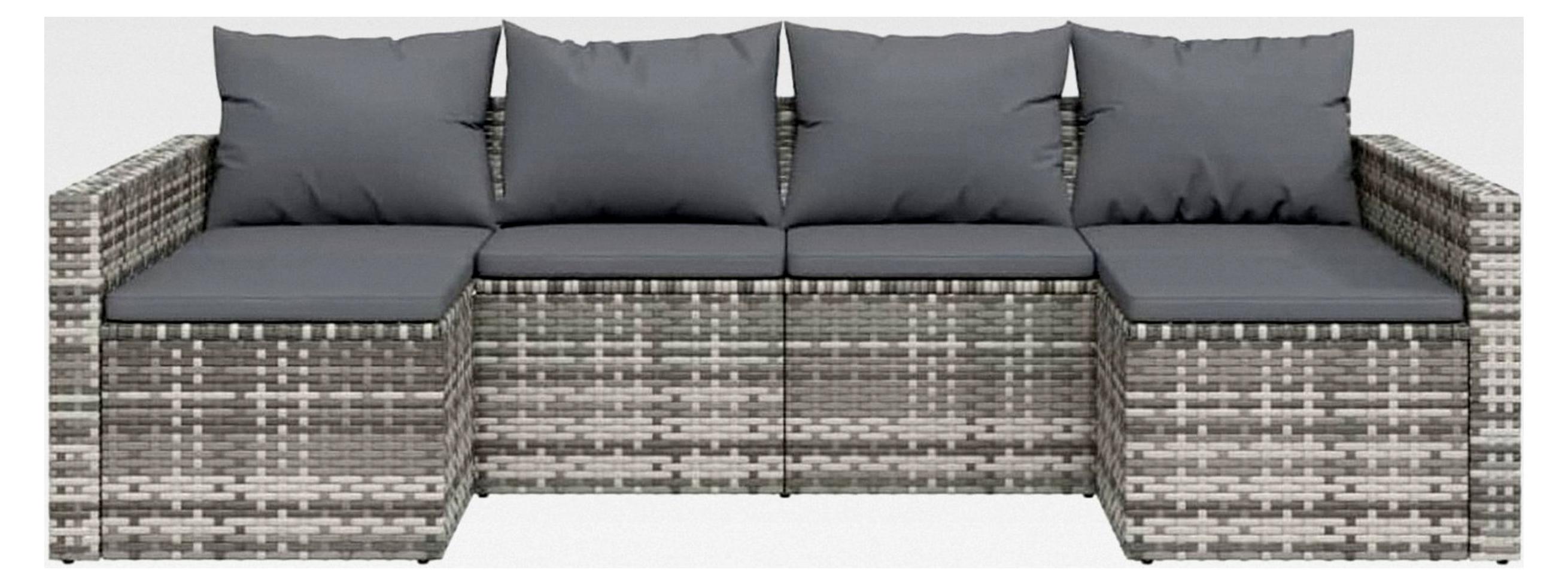 Gartenmöbel Set Rattan Balkon Lounge Klein Ecklounge Ecksofa Outdoor Grau