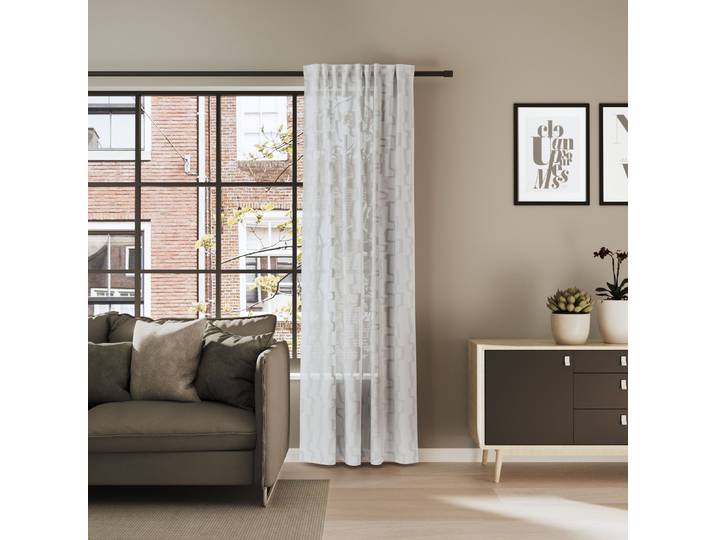 Vorhang NEUTEX FOR YOU CARARO , wollweiß, B:153cm H:245cm, Polyester, Gardinen, Vorhang, Buntweber mit abstrakter Längsmusterung