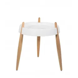 Zafferano Couchtisch LIOLÀ h47cm Weiß - Esche natur