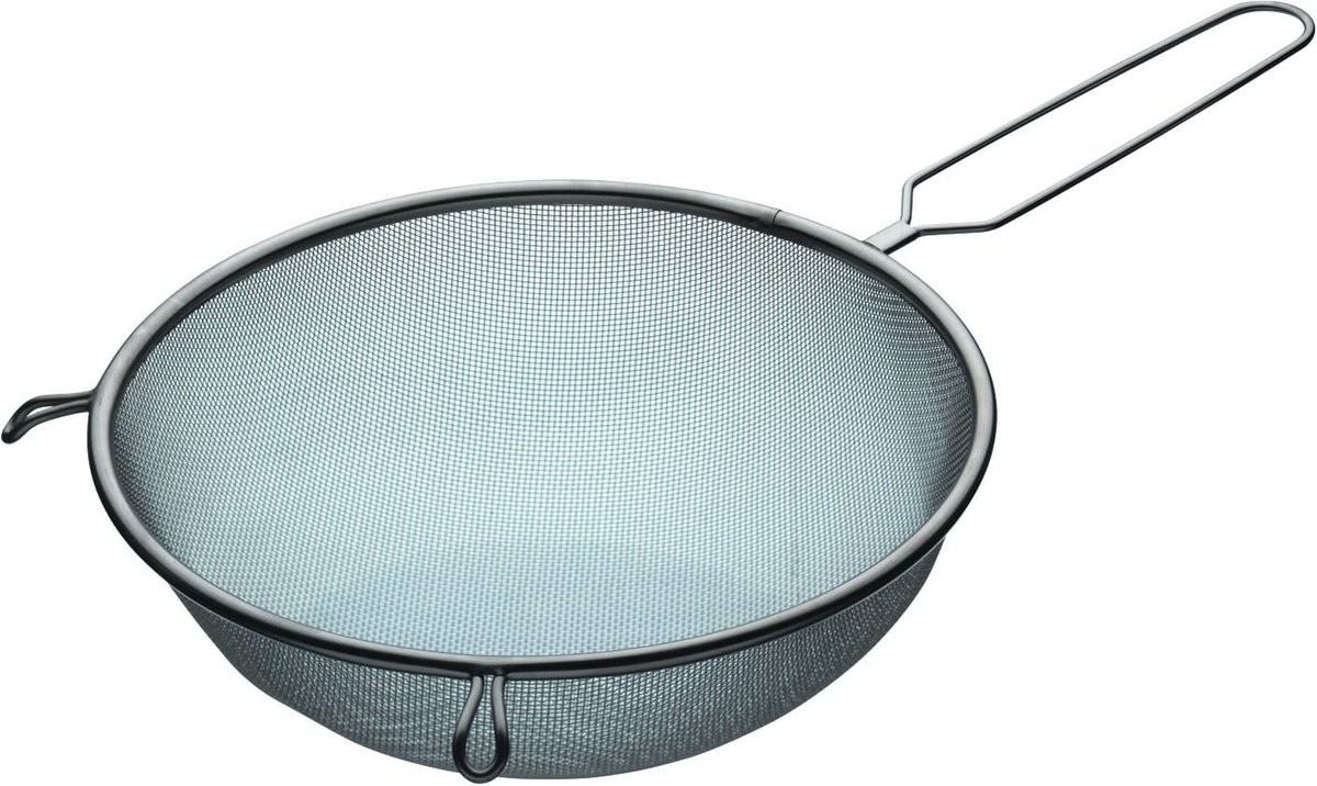 KC Blue Grote Passeerzeef in Roestvrij Staal met Ingebouwde Steunen, 25 centimeter (10”) - Zilver
