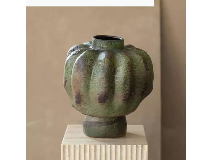 Vase en céramique verte, gourde abstraite, motifs irréguliers, Vase à fleurs, artisanat en céramique, accessoires de décoration pour la maison, Terrarium