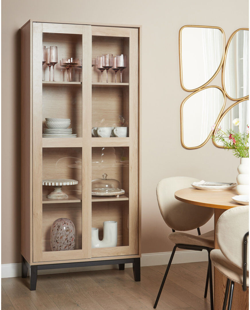 Latitude Run Anze Display Cabinet Brown 183cm H X 80cm W X 40cm D