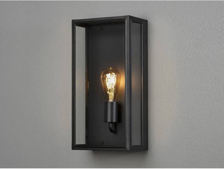 Konstsmide Carpi Wandleuchte groß schwarz, 1xE27 Sockel, max 1x60W, 240V, Aluminium/Glas, 7349-750