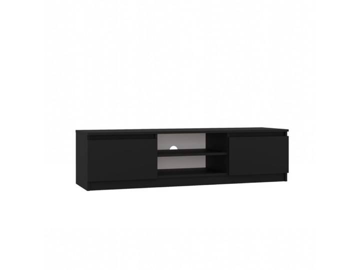 Meuble TV MALMO 140 cm Noir - 2 armoires latérales fermées - design moderne