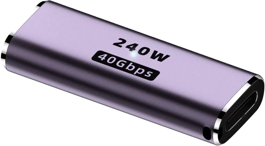 INF 240W Multifunktionaler Adapter: 240W 40Gbps USB-C Buchse zu Buchse Verbinder - Lila