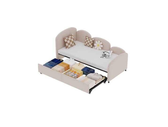 HAUSS SPOLE Polsterbett 2-in-190(180)*190cm Schlafsofa mit Ausziehbett, Sicherheitsrand Design