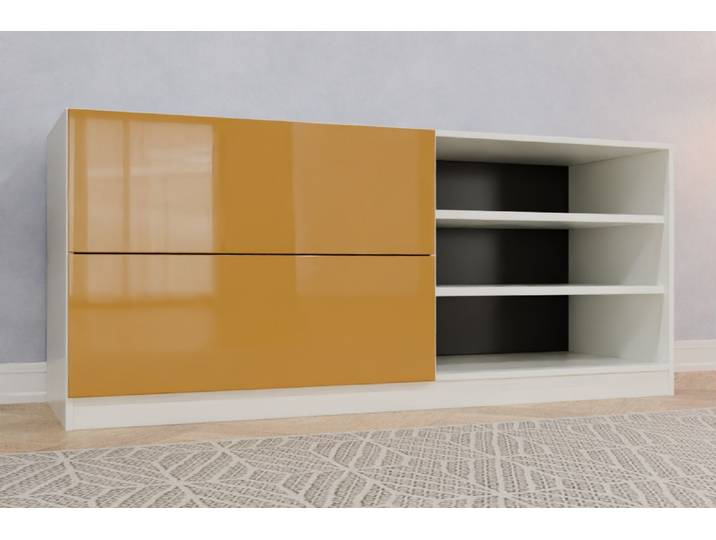 TV-Board nach Maß - RAL 1024 Ockergelb - 80x186x60cm - Individuell konfigurieren