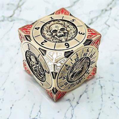 7-in-1 rotierender Metallwürfelwürfel, 6-seitiges polyedrisches Spinner-Würfelset für Tabletop-Rollenspiele, Zappelwürfel aus Zinklegierung für Spielleiter und Spieler