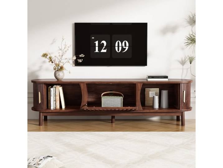 Meuble TV 165 x 39 5 x 46 cm Armoire de télévision lowboard brune Armoire de TV marron plat avec porte coulissante Marron