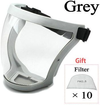 DynamicDeals Full Face Protection Mask With Anti Fog Shield For Kitchen & Work Safety grey