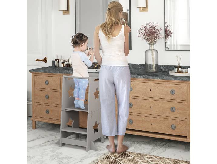 AIYAPLAY Échelle Montessori Bois Convertible Table et Chaises Gris