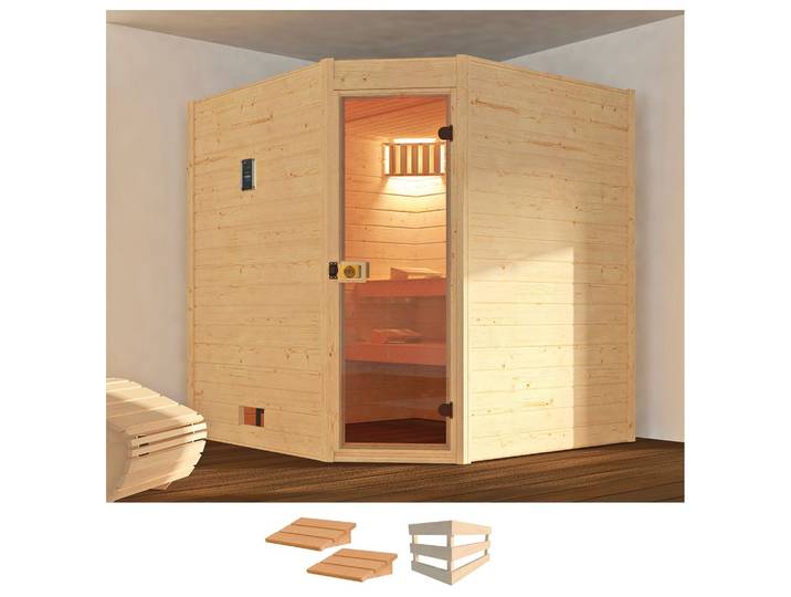 Sauna WEKA Valida , beige (natur), ohne Ofen, (ohne Ofen), Saunen, Sauna, ohne Ofen
