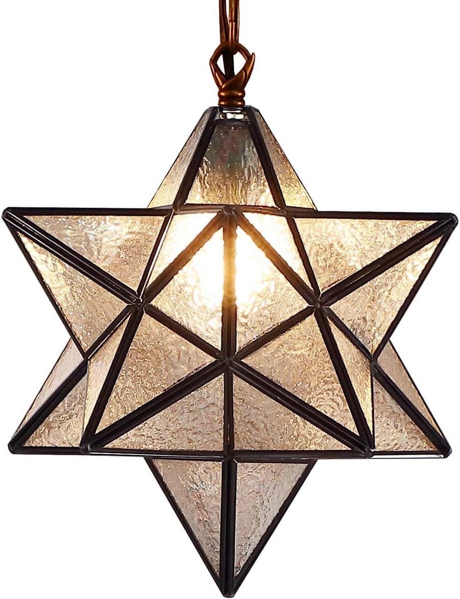 Tiffany Stijl Ster Plafondlamp van Glas - Sfeervolle Hanglamp voor de Woonkamer, Hal of Slaapkamer