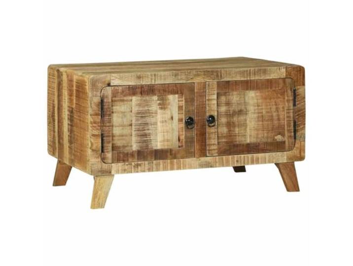 LKJephalotrop Couchtisch Massivholz Mango 80x54x45 cm Braun Rustikaler Wohnzimmertisch mit 2 Staufächern bietet ordentliche Ablage für Fernbedienung und Zeitschriften.