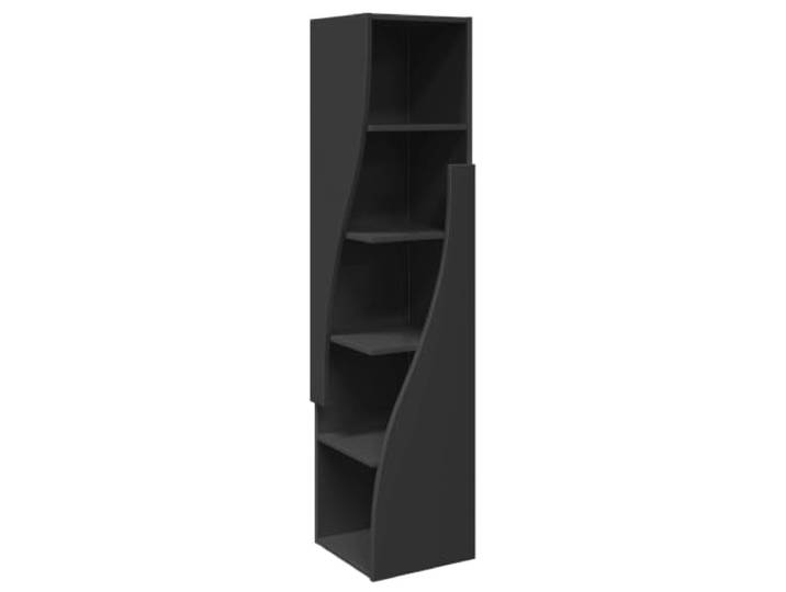 Heofavd Eckschrank 5 Fächer, Eckregal 32x32x140 cm Holzwerkstoff Schwarz