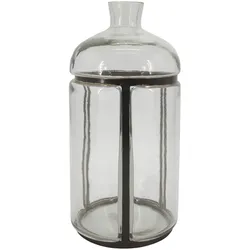 Chic Antique Altfranzösische Glasflasche mit Eisendekor, Höhe 38, Ø 18 cm