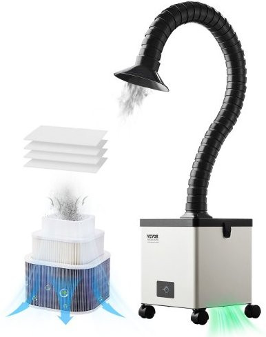 VEVOR lasrookafzuiger 85W met 3-traps filters en 3-snelheidsregeling, 200 m³/u