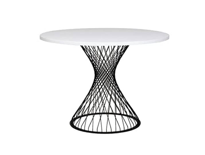 furni24 Quadrat Holztisch mit Metallbeinen, Esstisch, Tisch mit Drahtbeinen, Esszimmer, Küchentisch, Restauranttisch, weiß, 59x59cm (105x75.5cm)