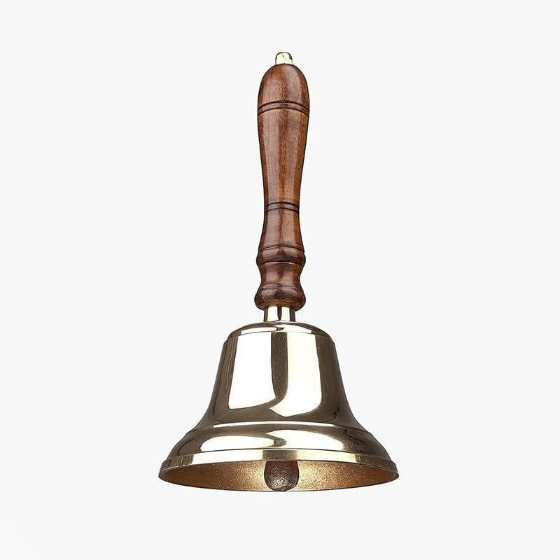 Handbel met houten handvat in messingkleur
