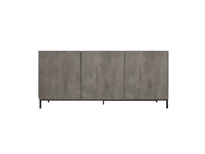Buffet en bois, finition grise, plateau effet marbre, 200x50