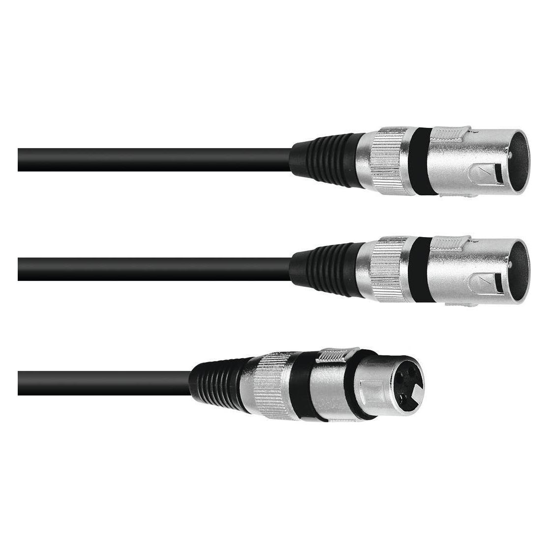 Omnitronic Adapterkabel XLR(F)/2xXLR(M) 3m sw (3 m, XLR Kabel) (30225206)