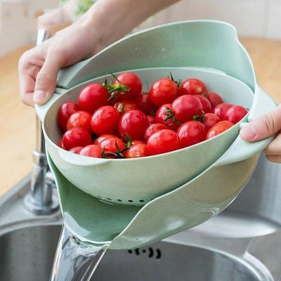KitchenCuration 360 Colander Bowl Double Layer Strainer & Drainer   Perfect Kitchen Gift Blue