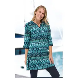Baumwoll-Kleid in Druck türkis in Größe 50 von DW-Shop, Türkis, 50