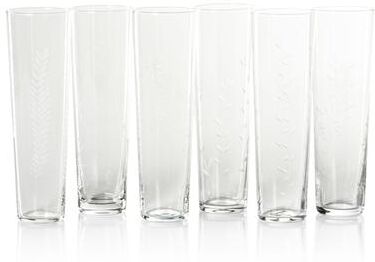 Zodax Assorted Botanical Etched Flutes, Set of 6