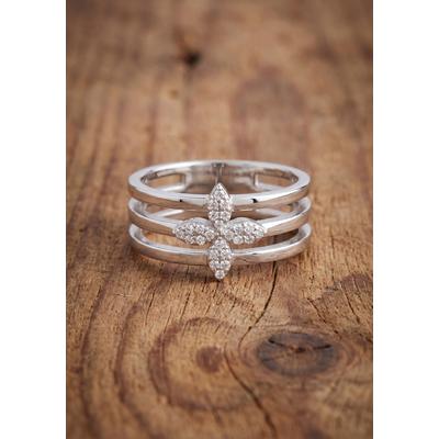 Silberring JOBO "Statement Ring Blume breit" Gr. 52, silber 925, Fingerringe, Damen, 52, Silber 925 (Sterlingsilber), Silberring, 925 Silber rhodiniert mit 24 Zirkonia