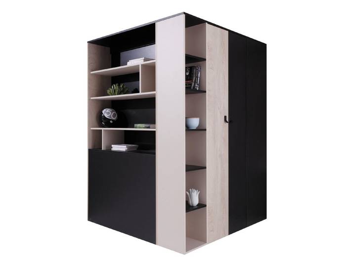 MIRJAN24 Kleiderschrank Planet 01 L / P (mit zwei Drehtüren) Beleuchtung als Option, Kleiderstange