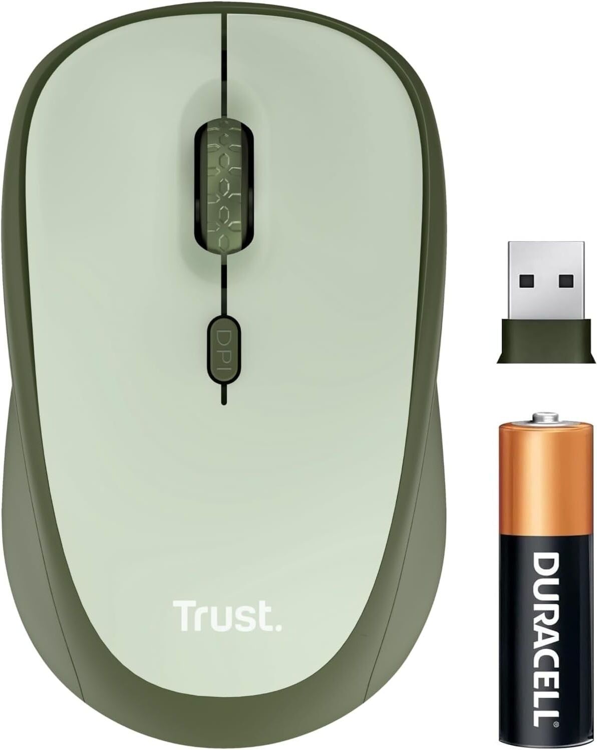 Trust Yvi+ Silent Wireless Mouse – Sustainable Design, 800-1600 DPI, Ambidextrous, USB Receiver, Quiet, Green