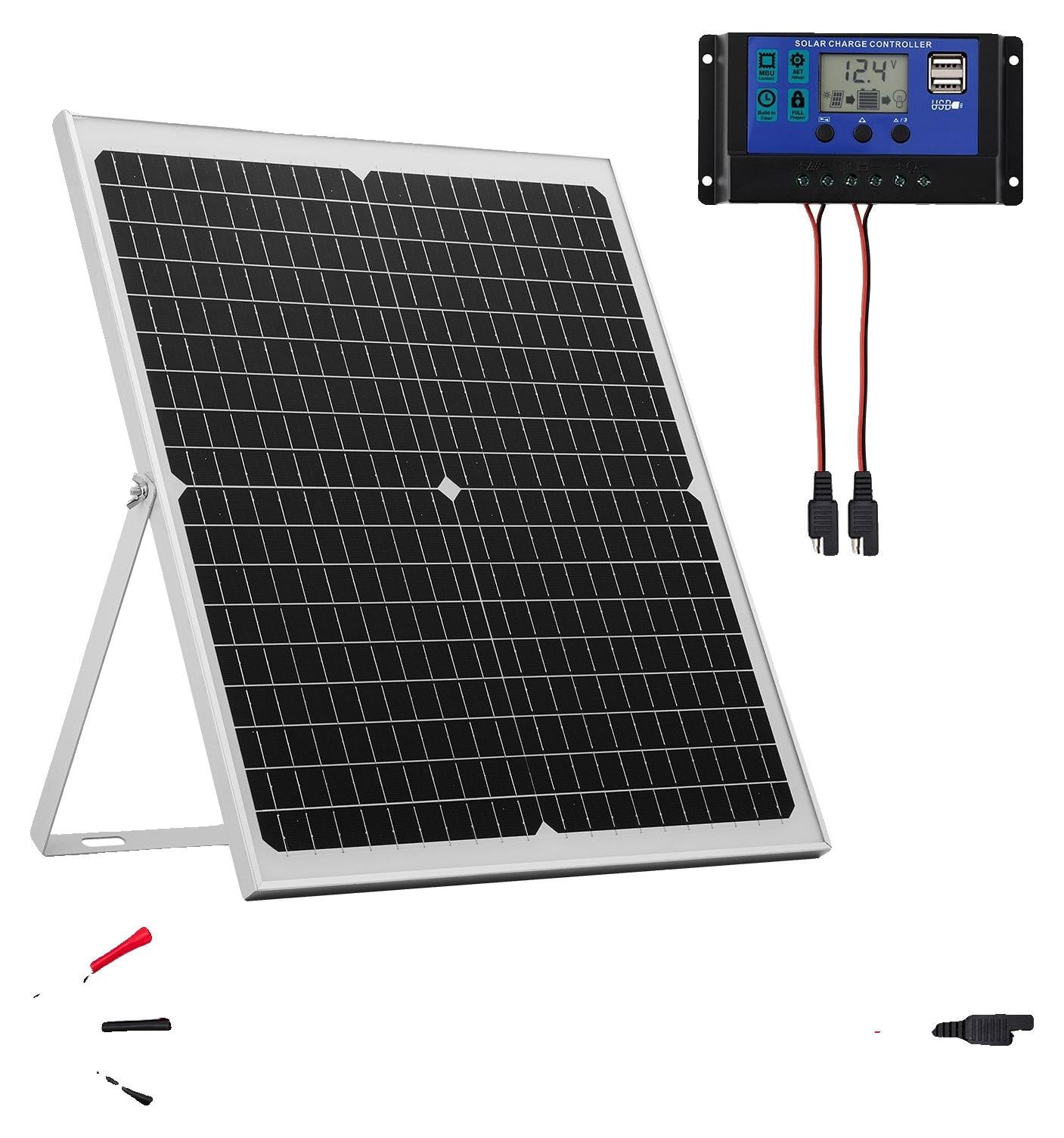 VEVOR 12V Monokristallijn Zonnepaneelset met MPPT-laadregelaar en verstelbare houder, IP67 waterdicht voor auto, boot, camper en motorfiets
