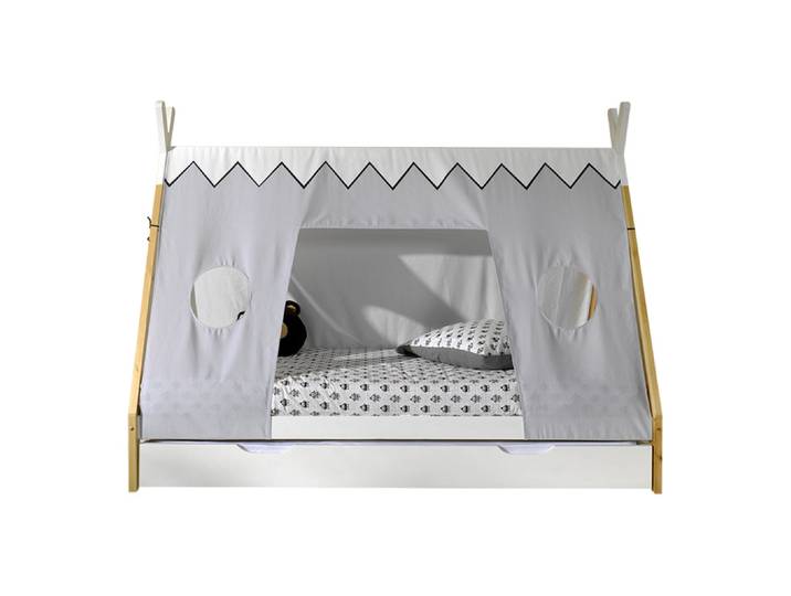 Lit tipi 90x200 sommier housse et tiroir inclus Vipack - Blanc