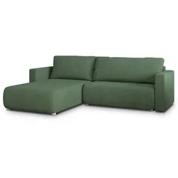ECKSOFA TURIN N Grün Bucle-Stoff mit Schlaffunktion