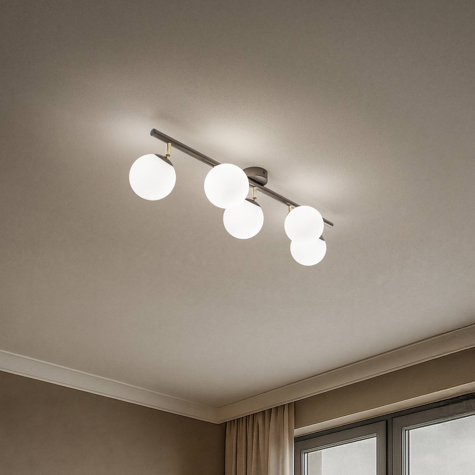 Deckenlampe Drum Domiluce, dimmbar, braun / rost, für Wohn- / Esszimmer, Metall, Deckenlampe