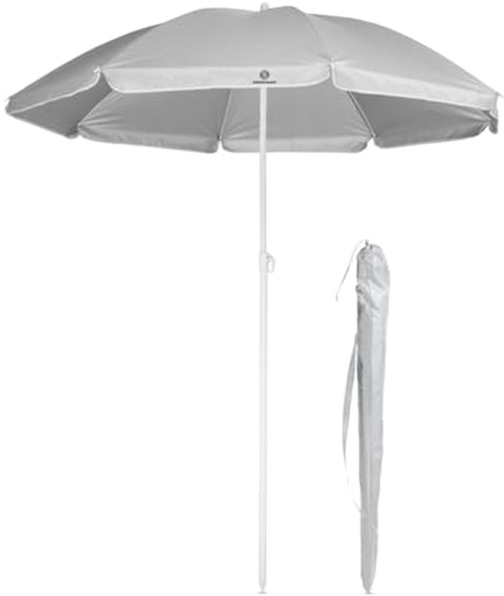 Blauwe strandset met parasol, voet en hoes, hoogte: 175 cm