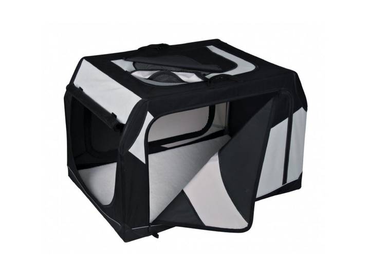 Tiertransportbox TRIXIE Vario M-L , grau (grau, schwarz), B:91cm H:58cm T:61cm, Metall, Polyester, Tiertransportbehälter, Tiertransportbox