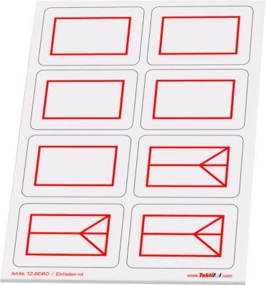 Taktische Zeichen Taktifol Einheiten, rechteckig, selbsthaftend, beschriftbar, trocken abwischbar, L 46 x B 32 mm, rot, 8 Zeichen