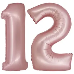 XL Folienballon roségold rosa Zahl 12