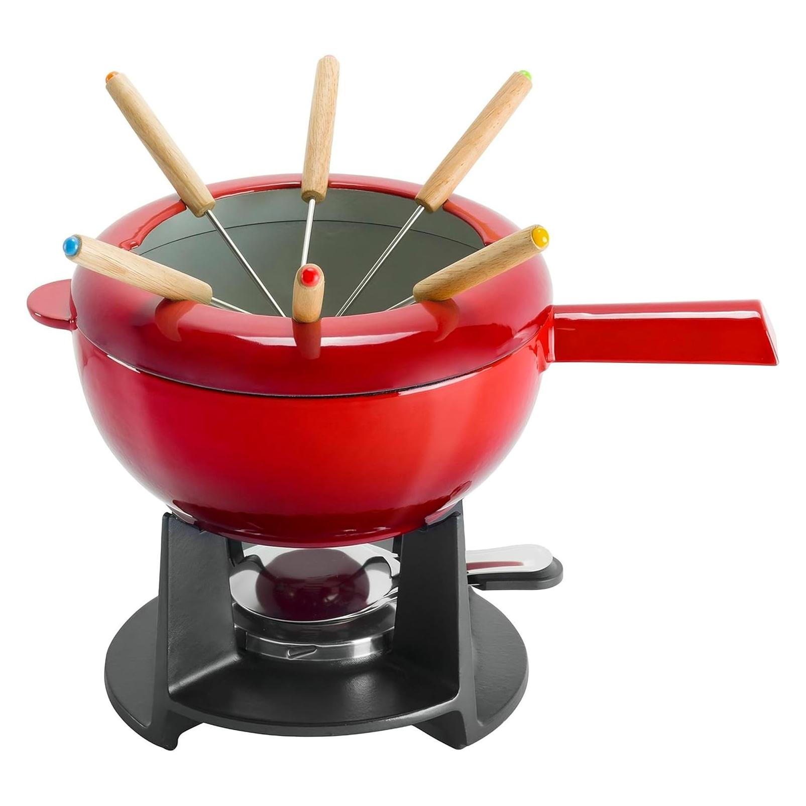 Zwilling Fondueset aus Gusseisen in rot (Fondue Bourguignonne, Fondue Chinoise, Käsefondue, Schokoladenfondue) (40201-001)