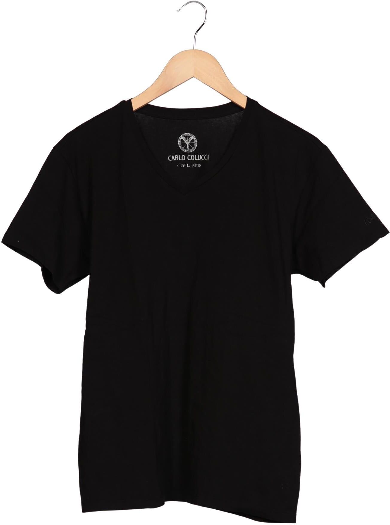 Carlo Colucci Herren T-Shirt, Schwarz, Gr. L, Elasthan / Baumwolle - Second Hand
