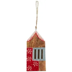IB Laursen Haus Aufhänger aus Mangoholz, 18.7 x 8 x 1.8 cm, Rot