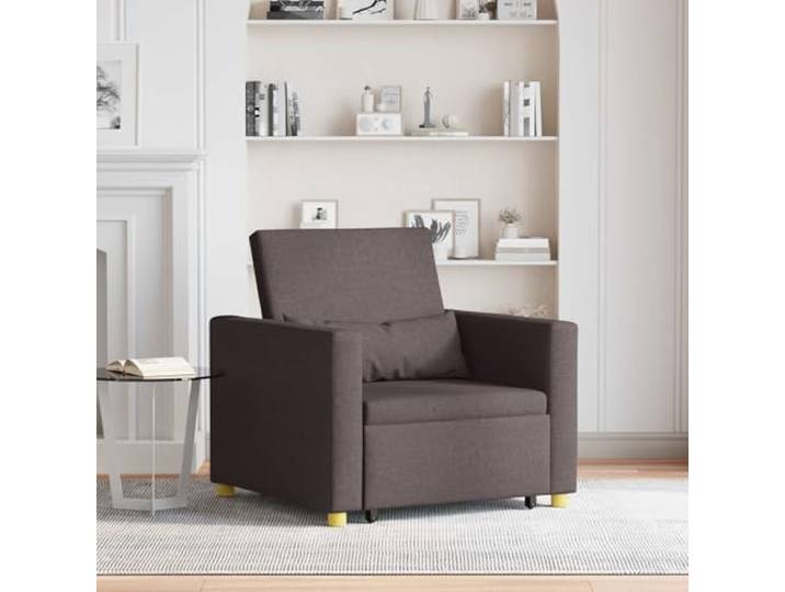 IBUQDDV Ausziehbare Schlafcouch Einzel Dunkelbraun Stoff 3-in-1 Sofabett 3-in-1 Mechanismus, Lendenkissen inklusive, Polyesterbezug, Stahlrahmen und Sperrholz, für Innenräume