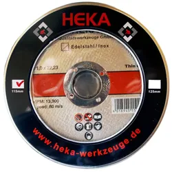 Heka Werkzeuge GmbH Trennscheibe Edelstahl 115x1.0x22 (10 Stk.) in Metallbox